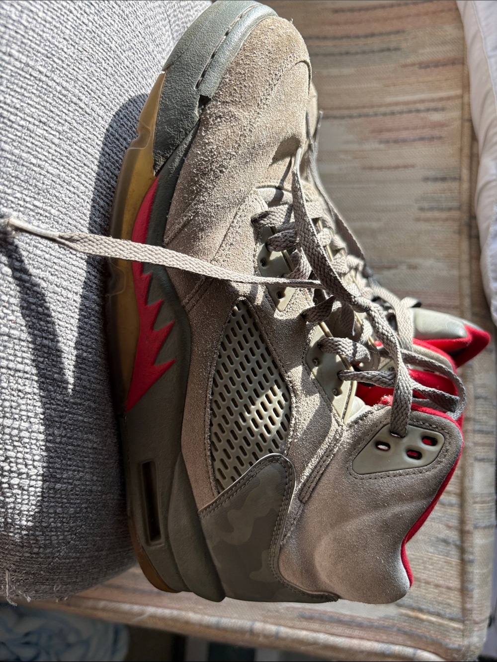Jordan 5 Retro Olive Green with Red Accents